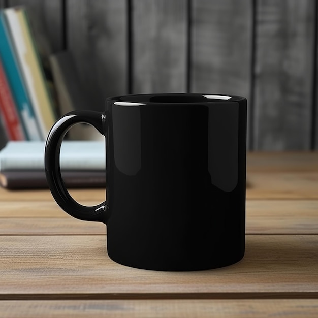Illustration einer schwarzen, leeren Kaffeetasse mit geraden Seiten