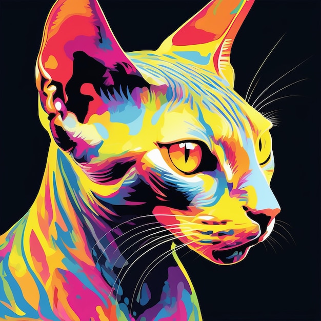 Illustration einer Sphinx-Katzen-Farbkunst, die mit generativer KI-Software erstellt wurde