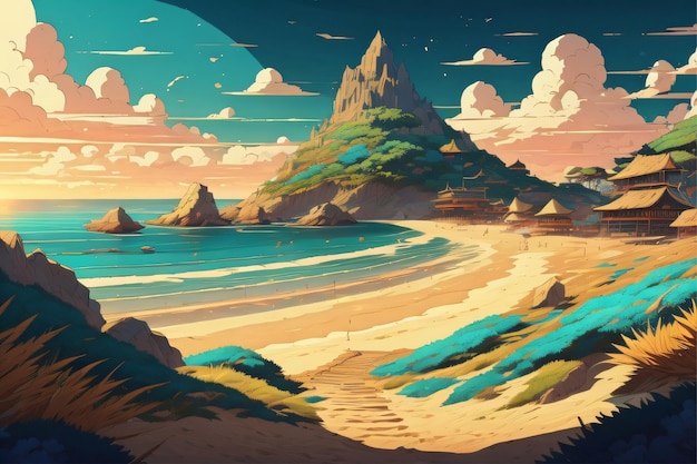 Illustration einer Strandlandschaft