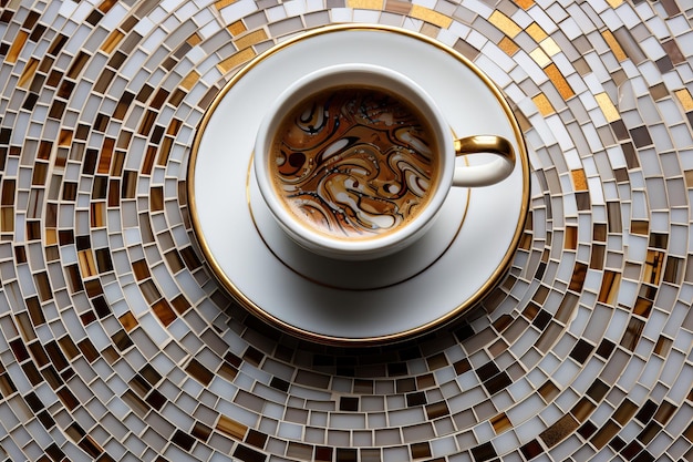 Illustration einer Tasse duftenden Kaffees verströmt einen attraktiven Duft. Generative KI