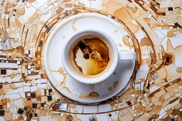 Illustration einer Tasse duftenden Kaffees verströmt einen attraktiven Duft. Generative KI