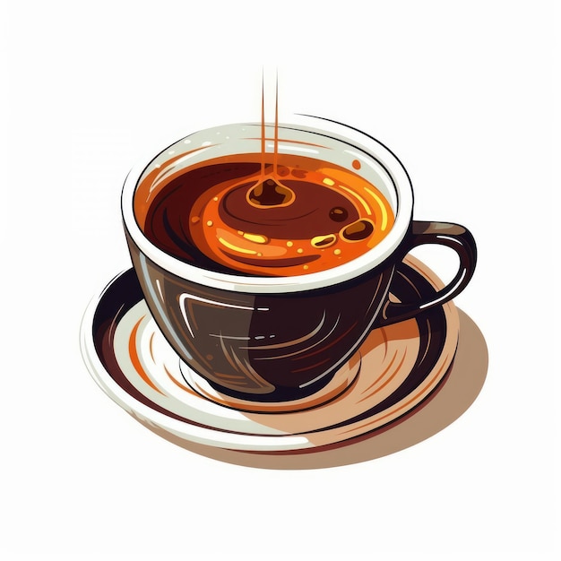 Illustration einer Tasse Kaffee auf weißem Hintergrund