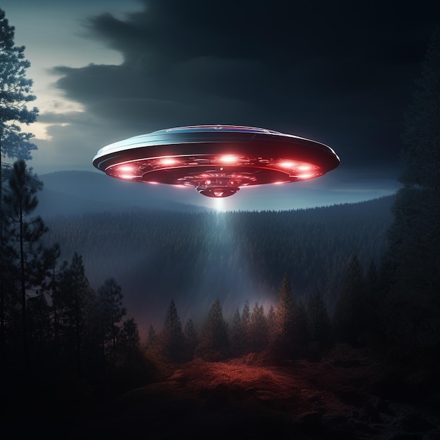 Illustration einer UFO-Landung auf der Erde