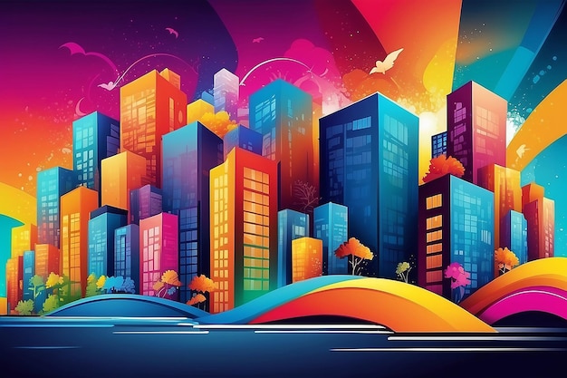 Illustration eines abstrakten farbenfrohen Immobilien-Hintergrunddesigns