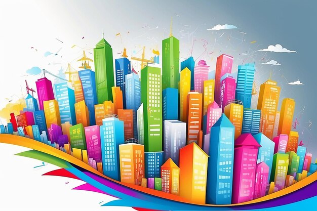 Illustration eines abstrakten farbenfrohen Immobilien-Hintergrunddesigns