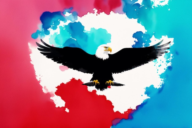 Illustration eines Adlers auf abstraktem Aquarellhintergrund Aquarellfarbe Digitale Kunst Generativ