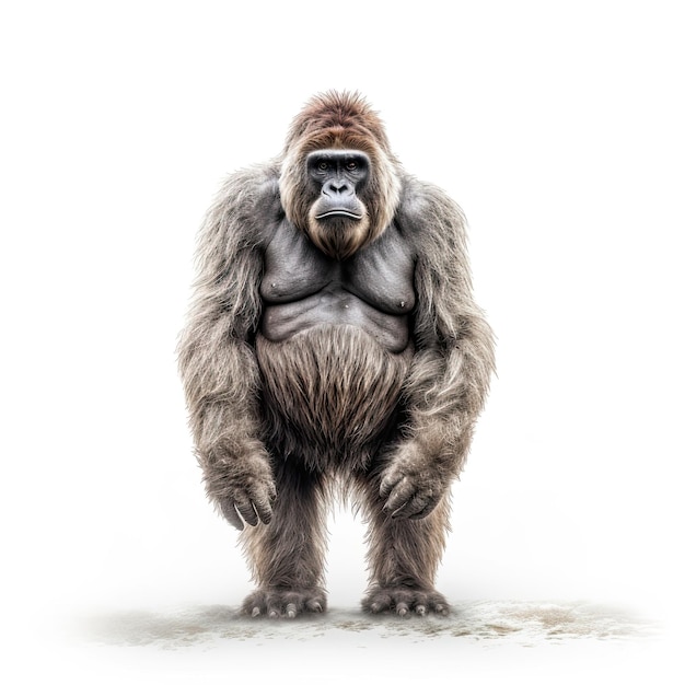 Illustration eines Affen, der vor einem weißen Hintergrund steht Generative KI