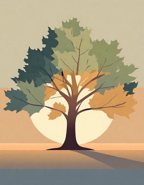 Illustration eines amerikanischen Sykomorenbaums