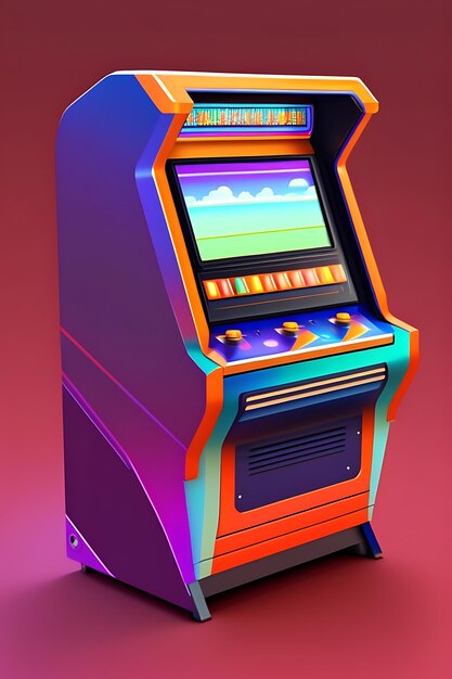 Foto illustration eines arcade-automaten aus den 80er jahren, nahaufnahme