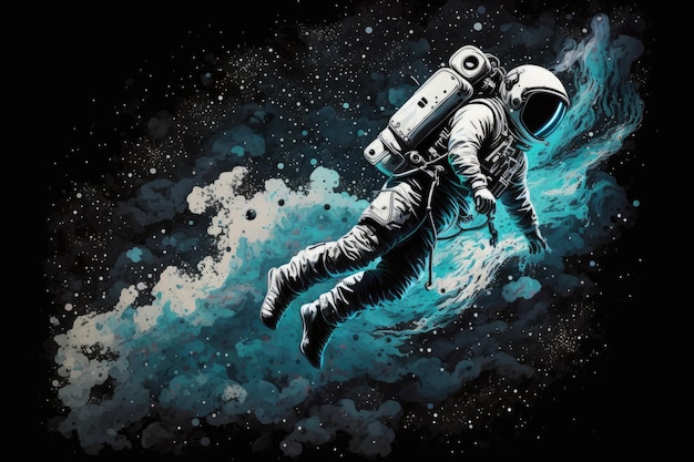 Foto illustration eines astronauten, der frei im weltraum schwebt