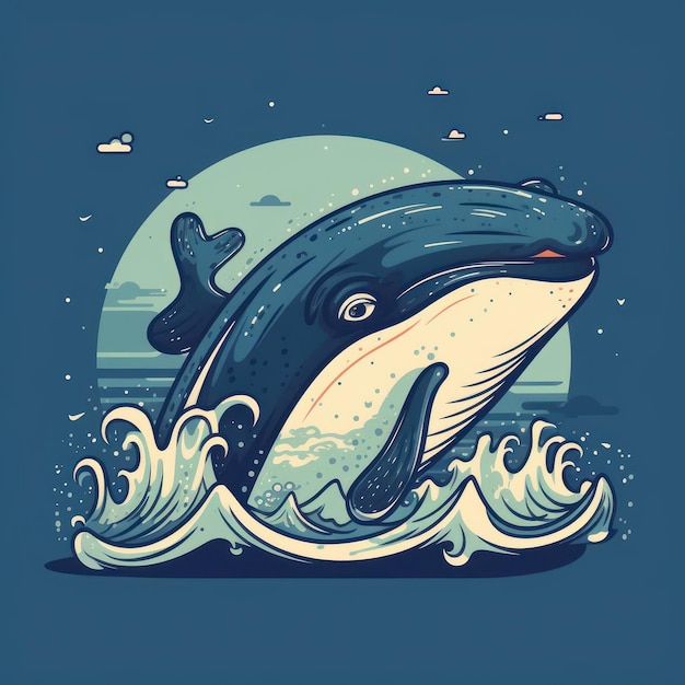 Illustration eines Blauwals oder Blaufinwals