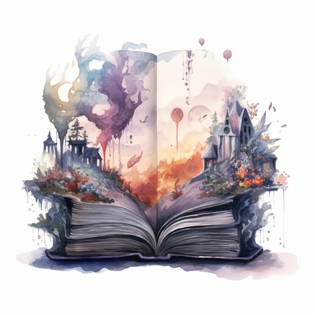 Illustration eines Buches mit einem Schloss und einem Schloss darauf generative KI