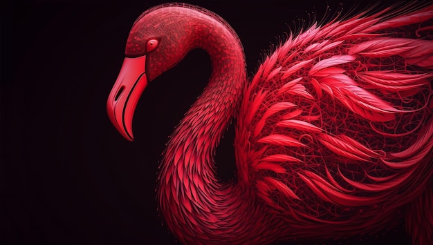 Illustration eines bunten und abstrakten Flamingos, der mit einem KI-Generator erstellt wurde