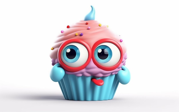 Illustration eines Cartoon-Cupcakes mit Emotionen