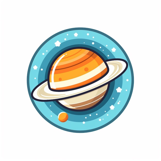 Illustration eines Cartoon-Saturnplaneten mit einem Ring um ihn herum, generative KI