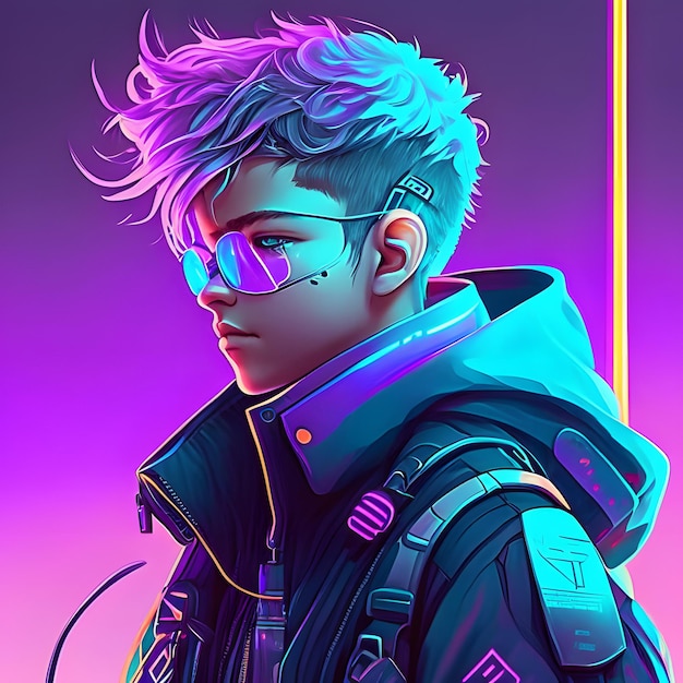 Illustration eines Cyberpunk-Jungen