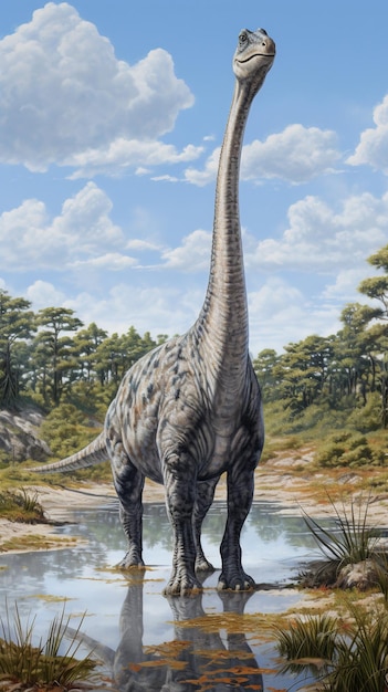 Foto illustration eines dinosauriers patagotitan in seinem nationalen lebensraum