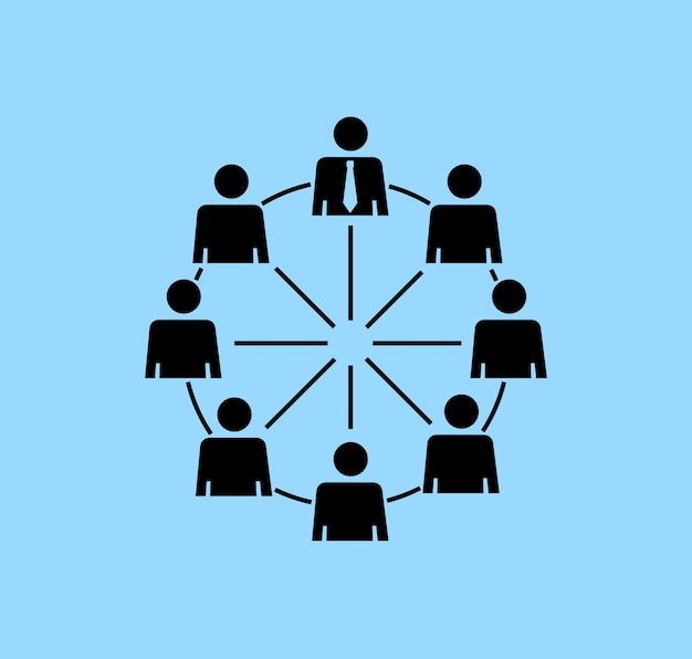 Illustration eines einfachen Symbolarbeitgebers und -arbeiters mit flachem DesignManagement-Konzept