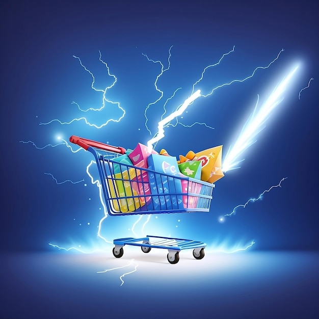 Illustration eines Einkaufswagens während eines von Ai generierten Flash-Sales