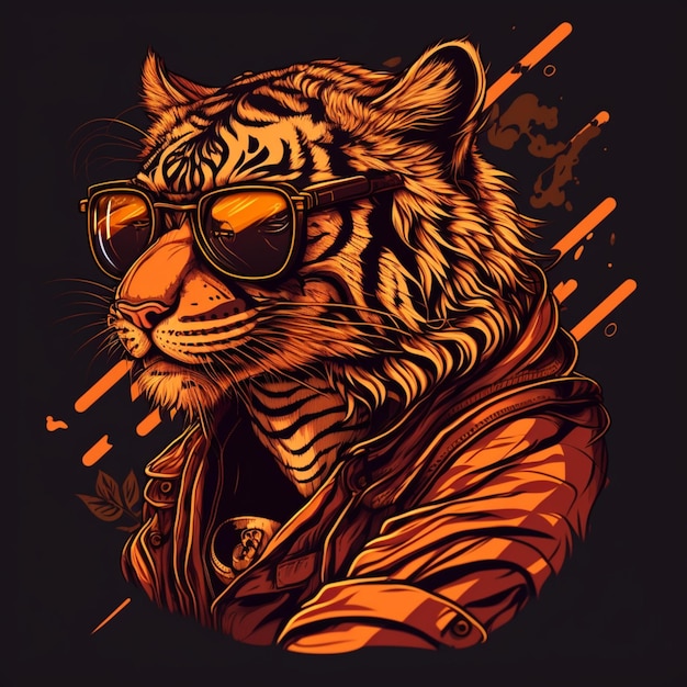 Illustration eines entzückenden Tigers mit Sonnenbrille