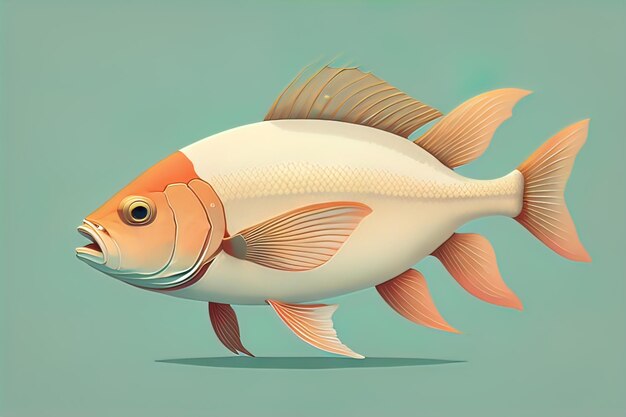 Illustration eines Fisches auf blauem Hintergrund