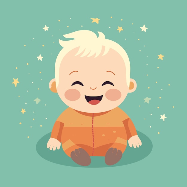 Foto illustration eines glücklichen babys im flachen stil