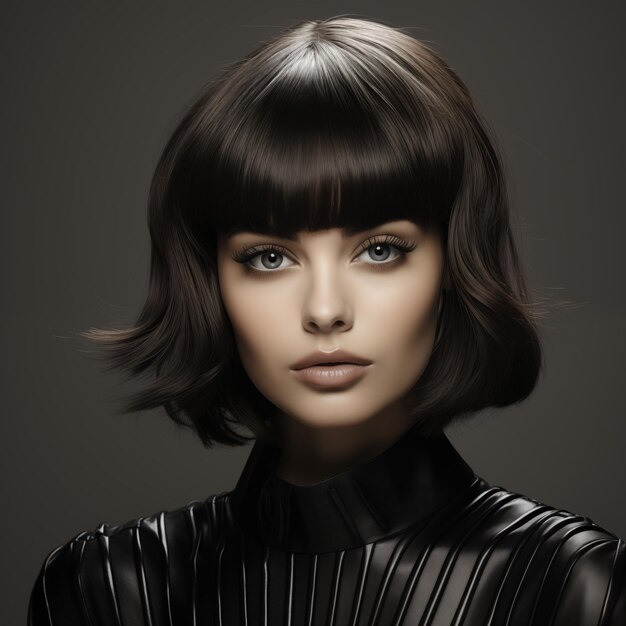 Illustration eines Haarschnitts-Modeportraits, das als generatives Kunstwerk mit Hilfe von KI erstellt wurde