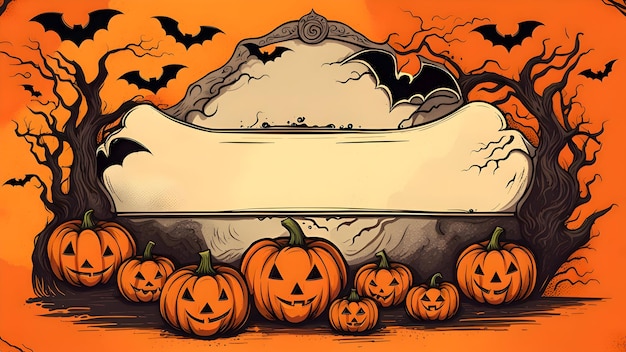 Illustration eines Halloween-Posters mit Kopierraum