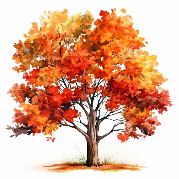 Illustration eines Herbstbaums in verschiedenen Formen und Sorten