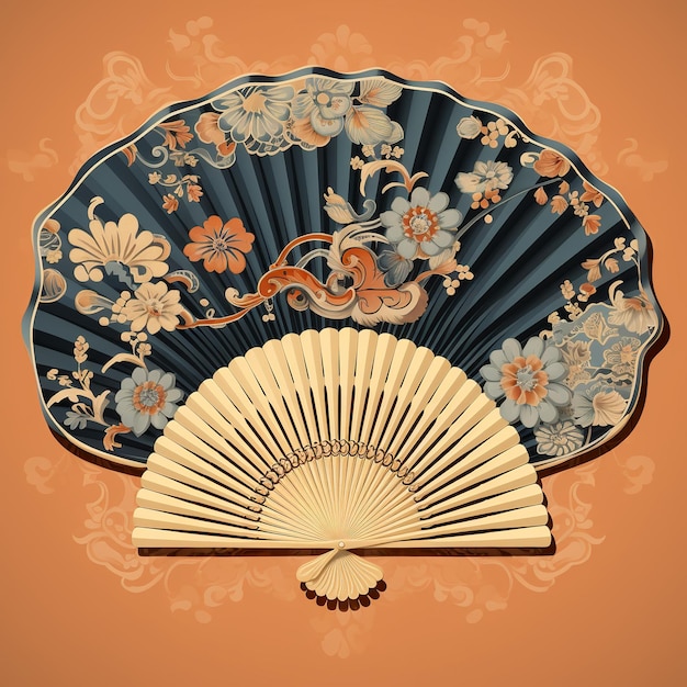 Illustration eines Hintergrunds und Posters mit chinesischem Faltfächermuster