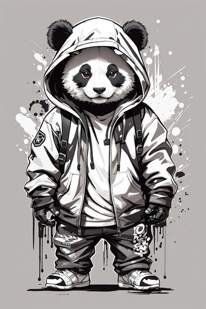 Illustration eines kleinen Pandas, der ein Hoodie trägt