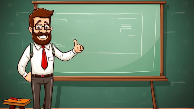 Illustration eines Lehrers, der vor einer Tafel steht