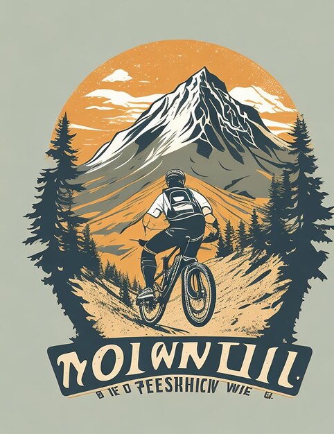 Illustration eines Mannes, der Mountainbiken fährt