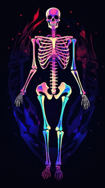 Illustration eines menschlichen Skeletts auf dunklem Hintergrund Eps 10 Generative KI
