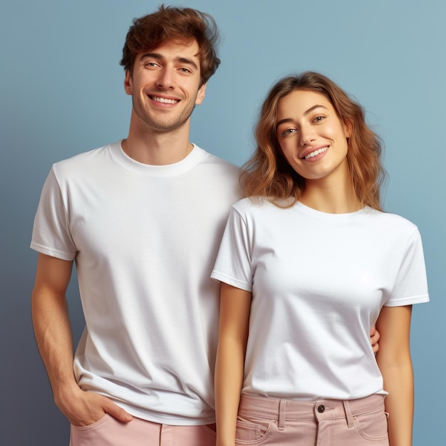 Illustration eines Modeporträts mit schlichtem T-Shirt-Modell, AI generiert