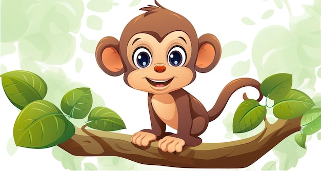 Illustration eines niedlichen Affen-Symbolhintergrunds, der von KI generiert wurde