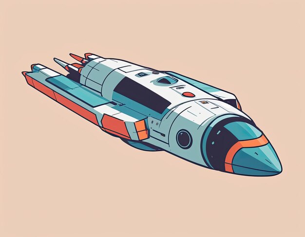 Illustration eines Raumschiffs im Weltraum auf neutralem Hintergrund