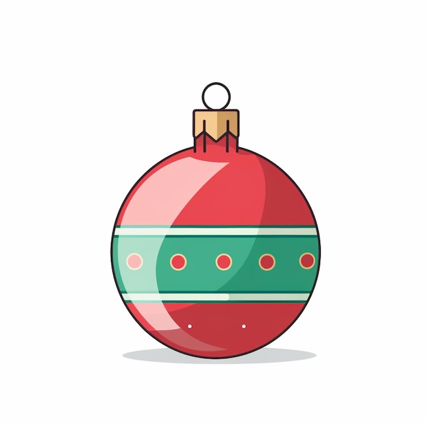 Illustration eines roten Weihnachtsornaments mit einem grünen Streifen generativ ai