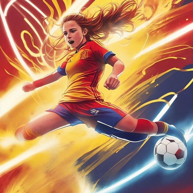 Illustration eines Sieges für den spanischen Frauenfußball.