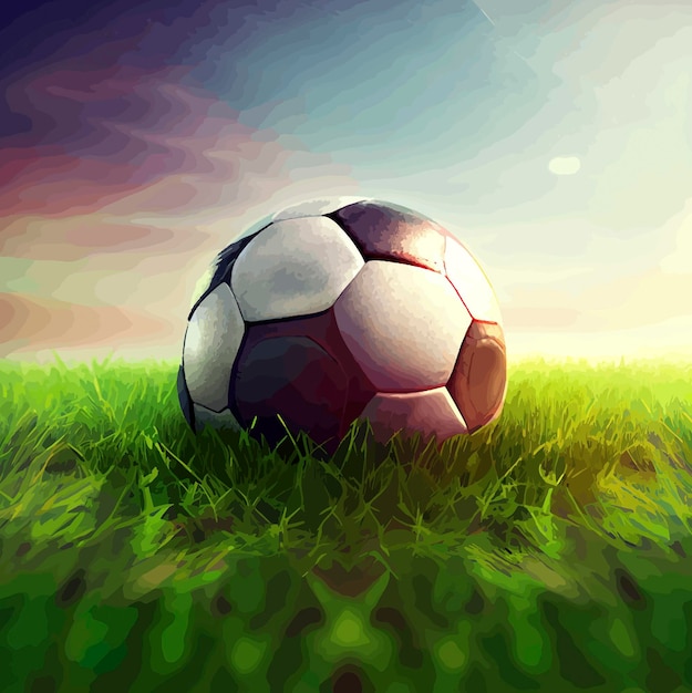 Illustration eines traditionellen Fußballs auf Rasenfläche