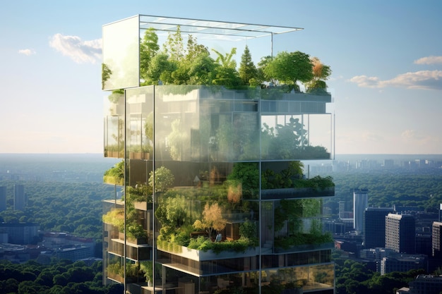 Illustration eines umweltfreundlichen Glashauses mit naturbelassener Note