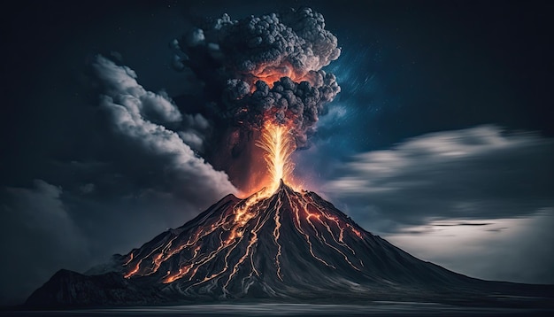 Illustration eines Vulkanausbruchs durch generative KI