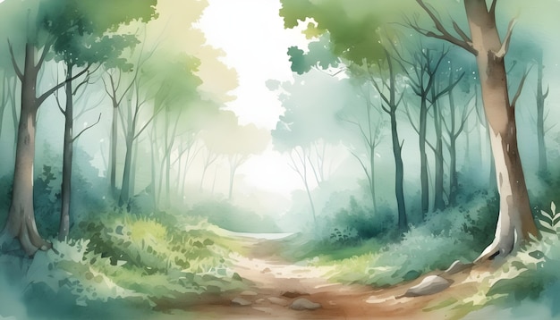 Illustration eines Waldes in einem Aquarell-Malerei-Stil
