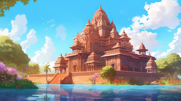 Illustration eines wunderschönen indischen Tempels