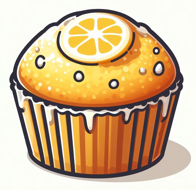 Illustration eines Zitronenpfundkuchenmuffins