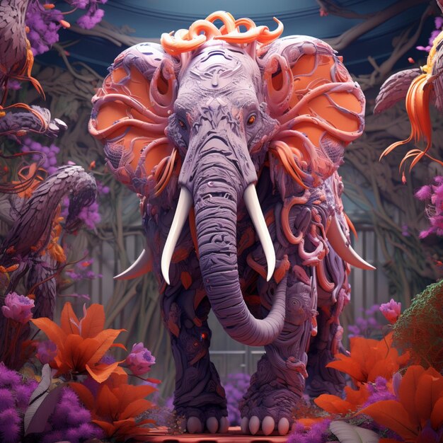 Illustration Elephant 3D-Rendering-Design