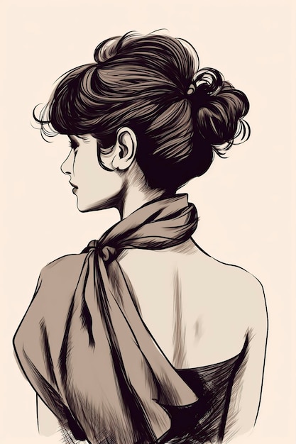 Illustration Frau mit Haarbogen und Zubehör