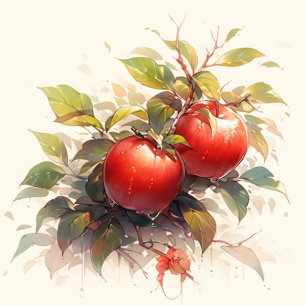 Illustration frischer roter Apfel im Aquarellstil