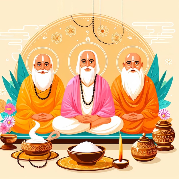 Illustration für Guru Purnima im flachen Stil