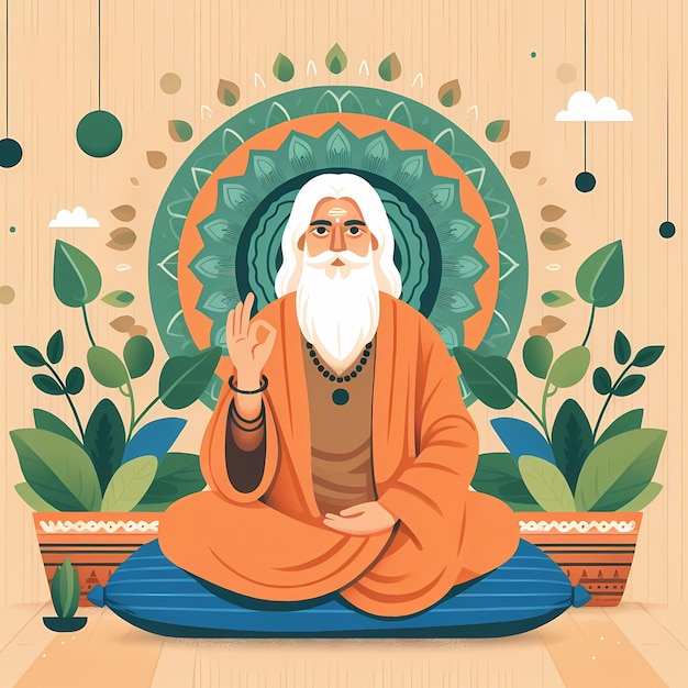 Illustration für Guru Purnima im flachen Stil